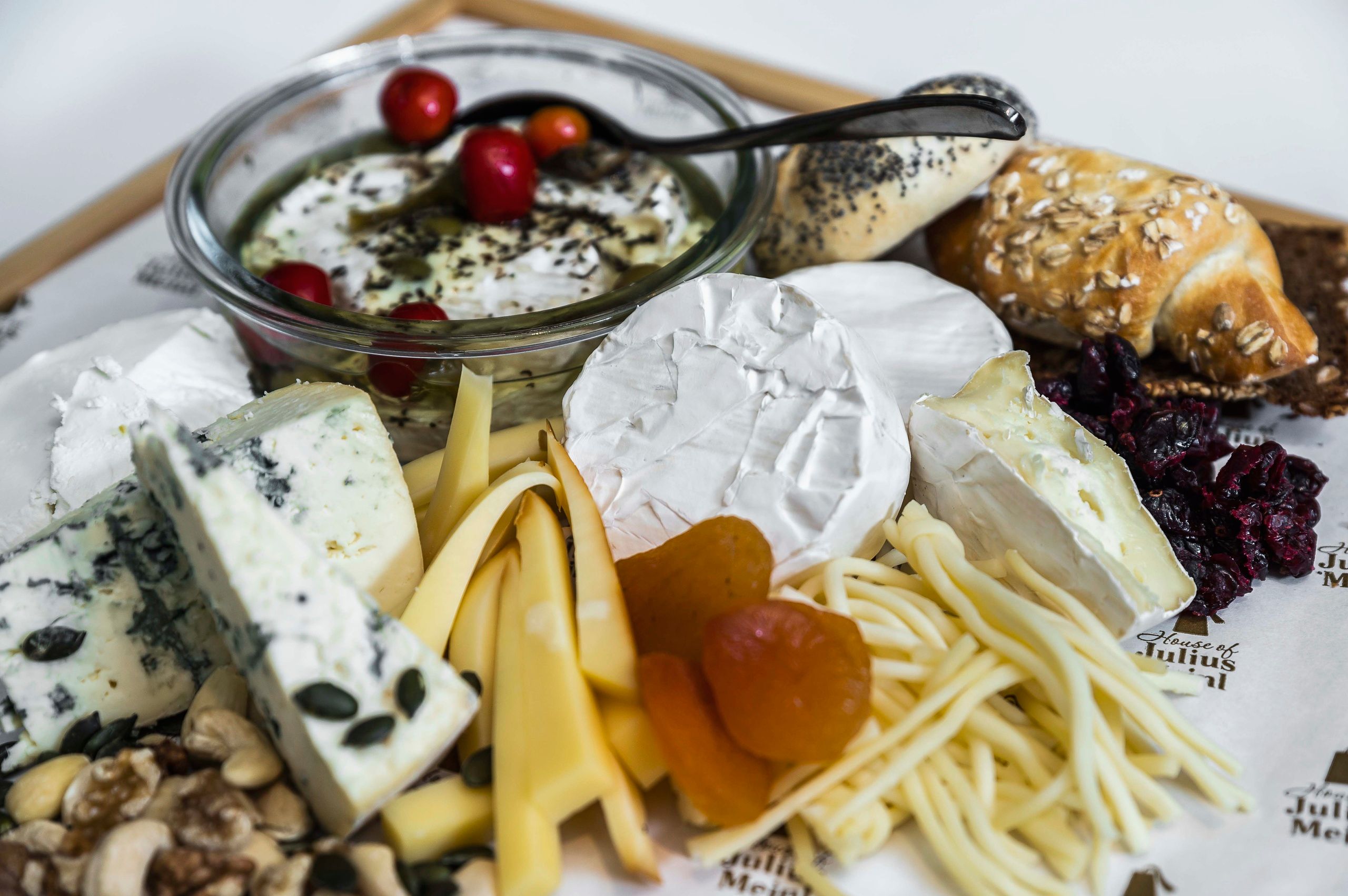 Selection of cheese for the breakfast buffet in The Julius Prague 