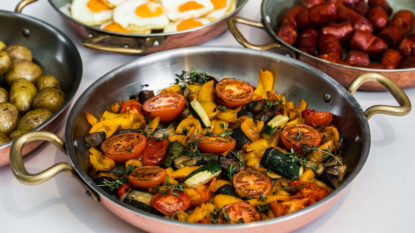 The breakfast hot buffet in The Julius Prague