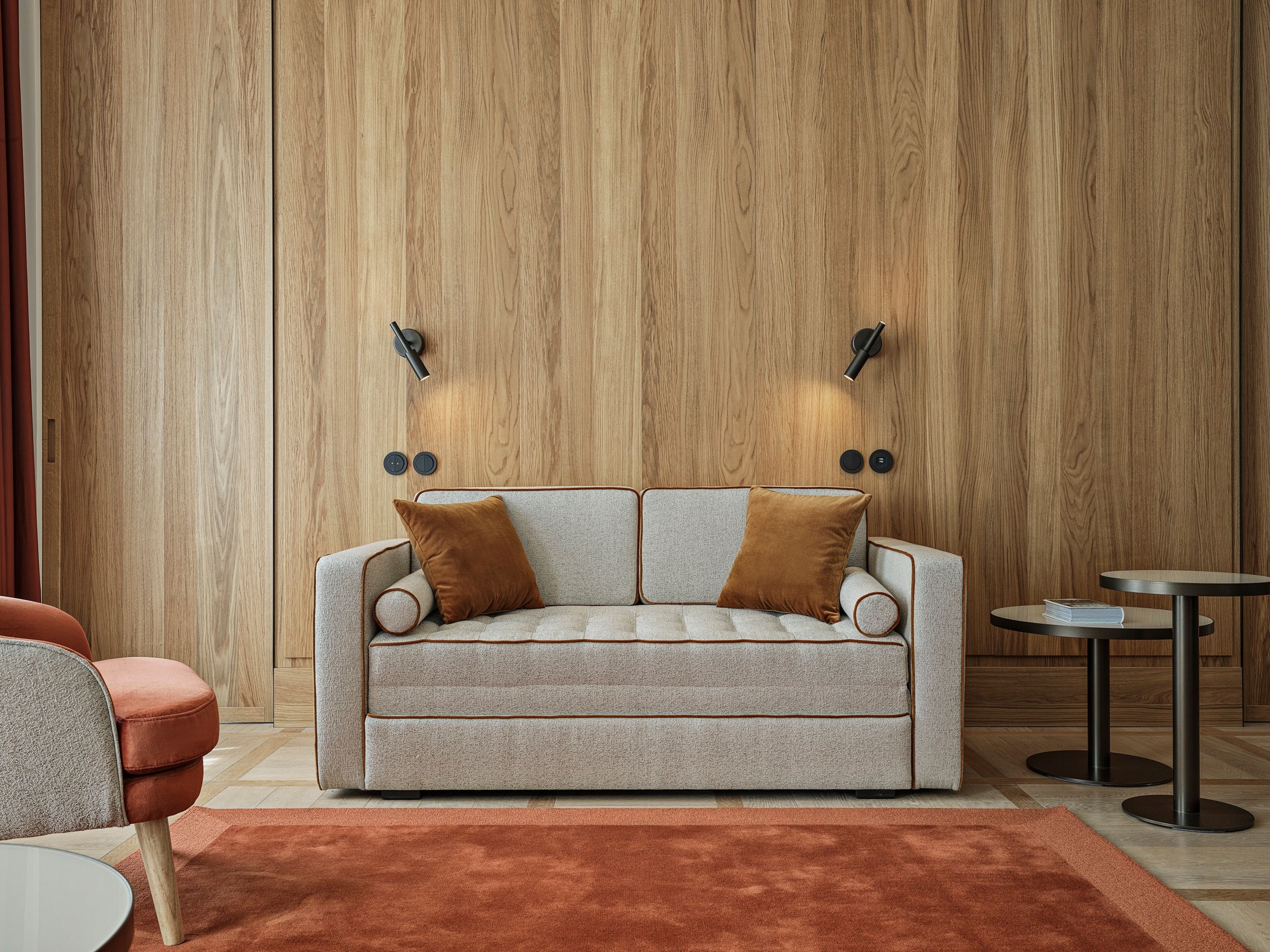 Sofa with pillows in suite, The Julius Prague 