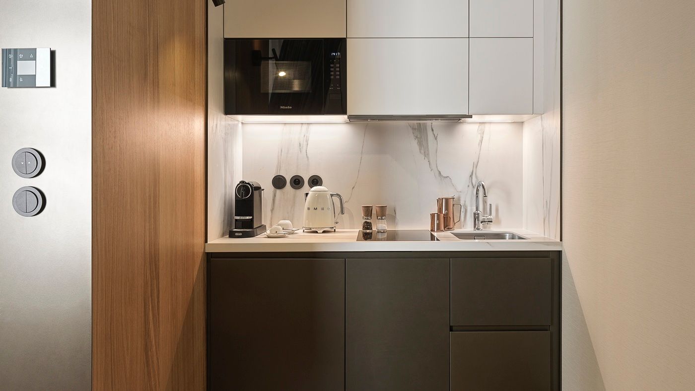 Kitchenette in Deluxe Studio in The Julius Prague