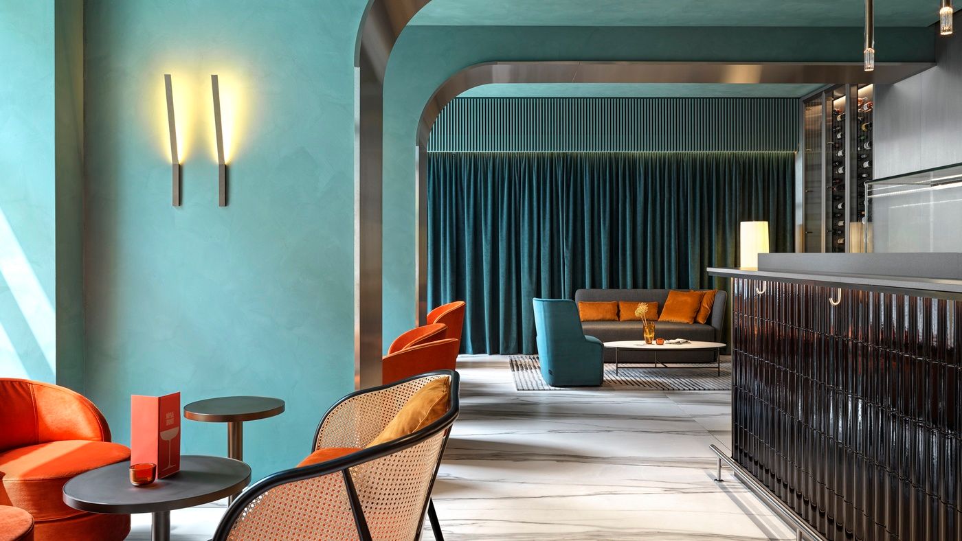 Lobby bar details with armchairs