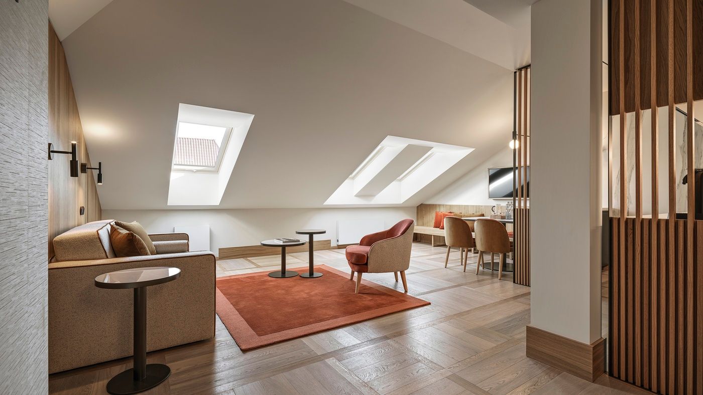 Living room in Penthouse Suite, The Julius Prague