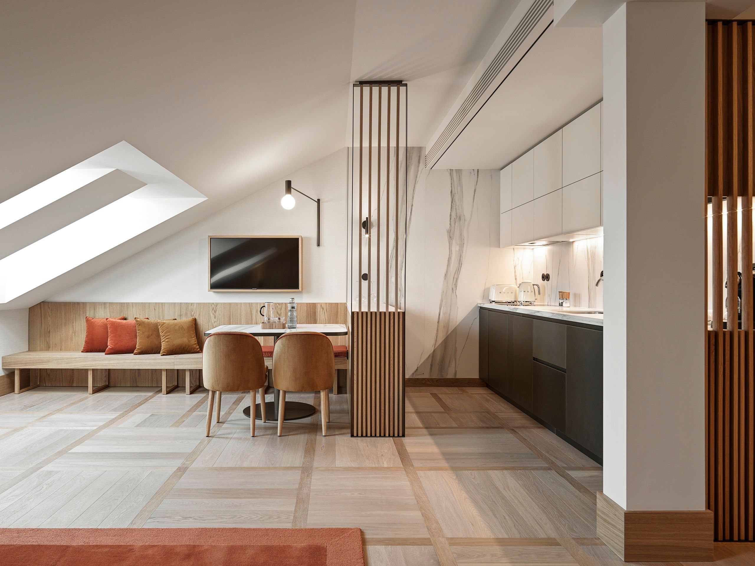 Kitchen and dining area in Penthouse Suite, The Julius Prague 