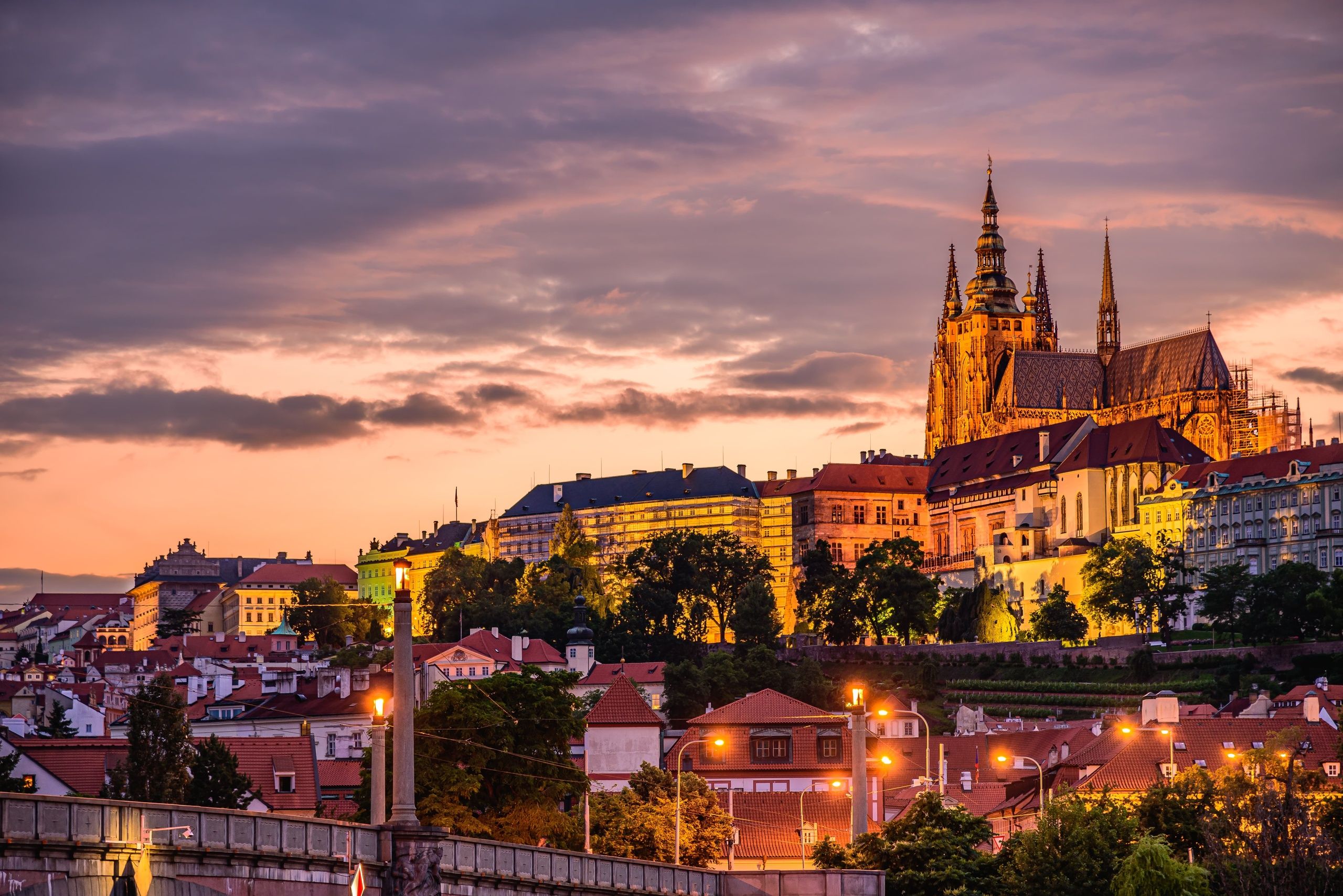 Prague Castle during sunset 