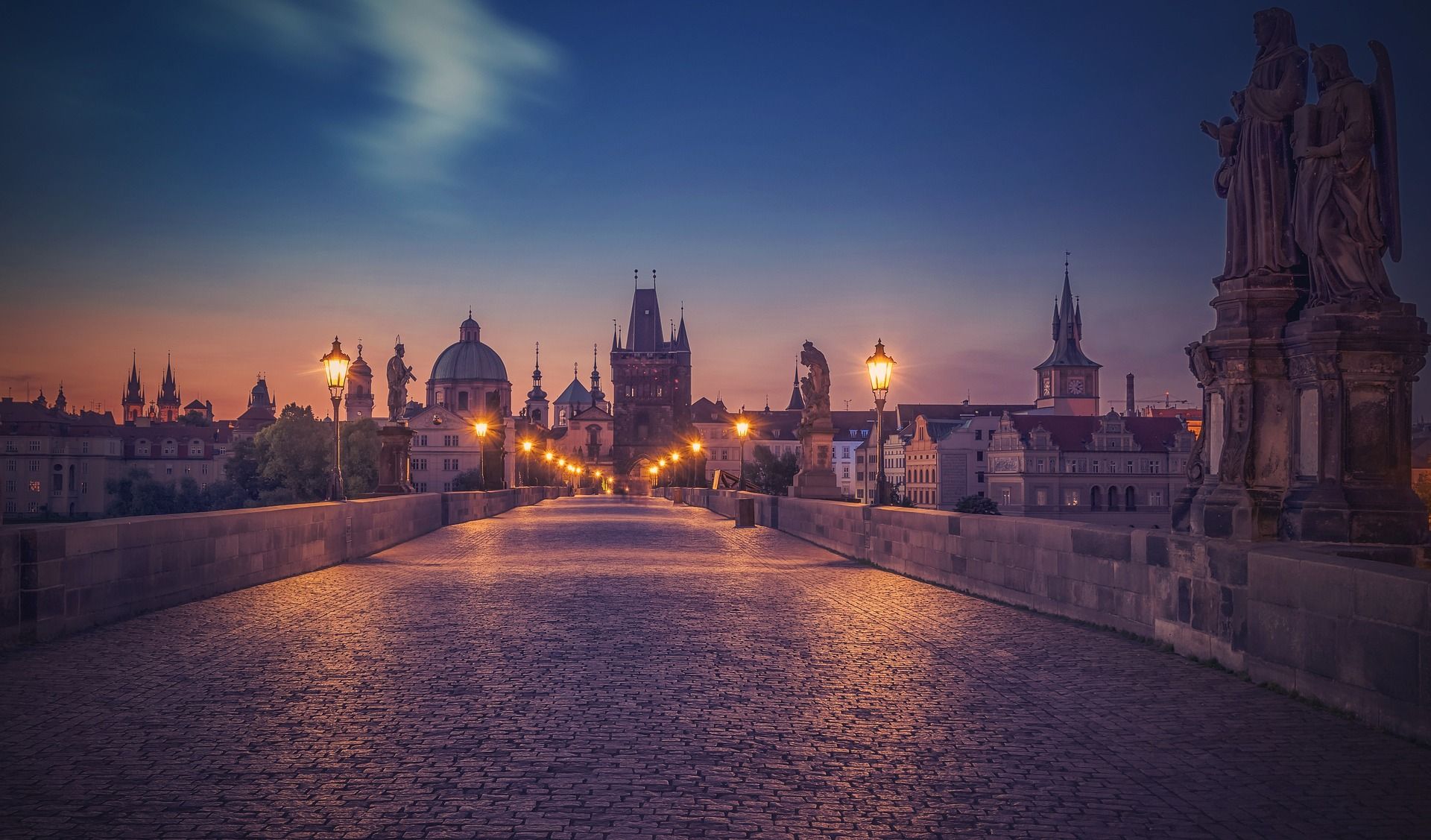 Charles Bridge during night 