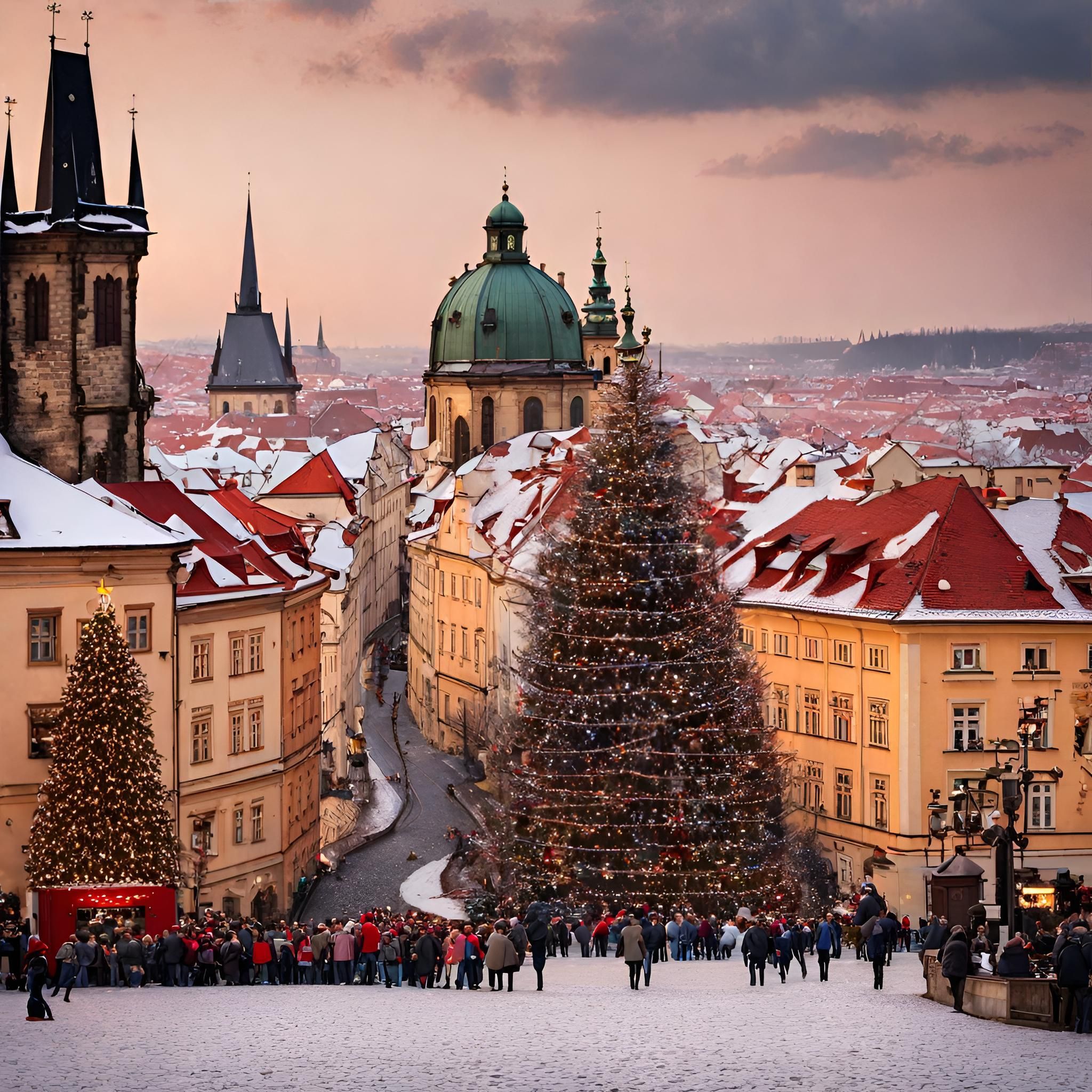 Decorated Christmas Tree in Prague 